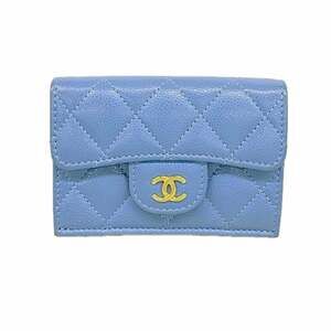 CHANEL Blue Caviar Leather Wallet